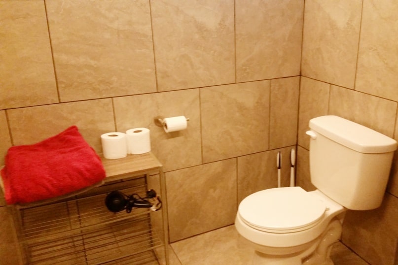 Airbnb in Kalapana, in Puna Hawaii. bathroom toilet. Where to stay on the Big Island. Hawaii travel blog