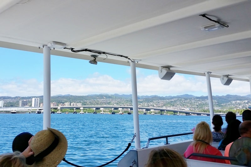 ticket for boat ride to see tree of life inside pearl harbor memorial. Oahu Hawaii travel blog
