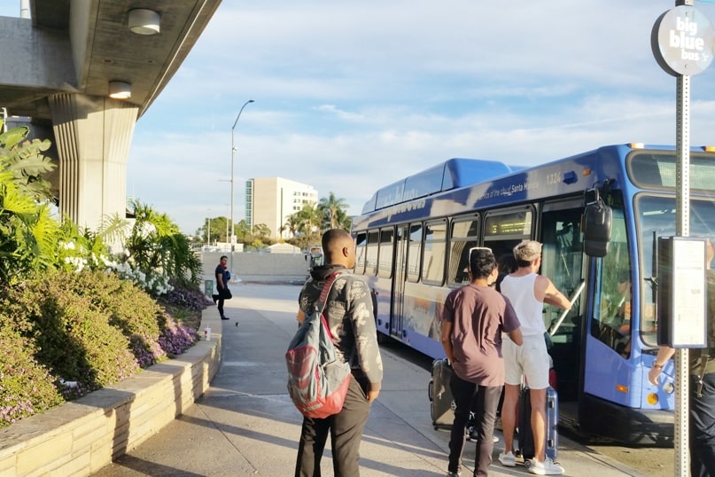 How to get from Los Angeles Airport LAX to Santa Monica bus. best way. Cheap way. cost how much. bus timings. how much time how long. California travel blog