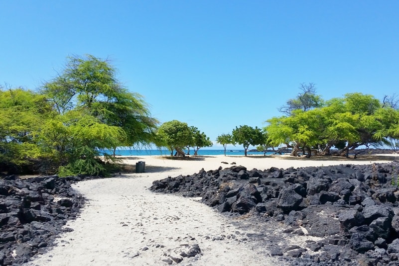Mahaiula Beach hike trail. Kekaha Kai State Park. Big Island Hawaii travel blog