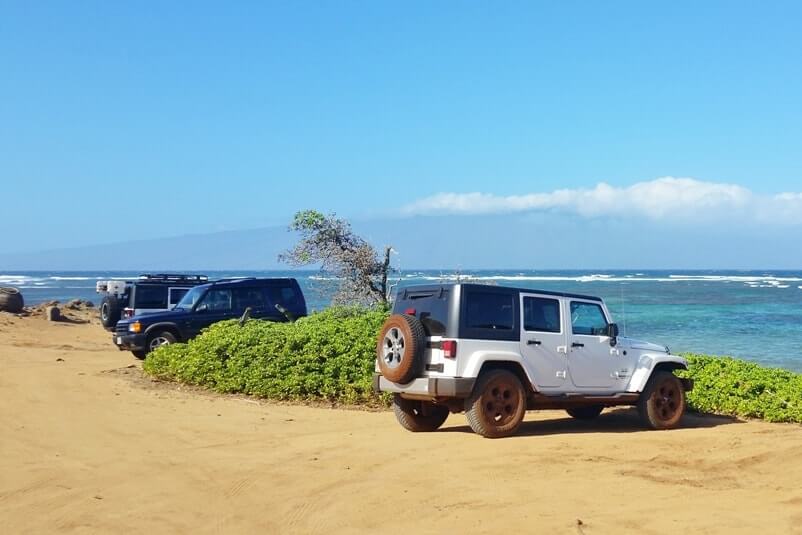 Getting to Lanai petroglyphs Poaiwa trail - parking. Lanai Hawaii travel blog