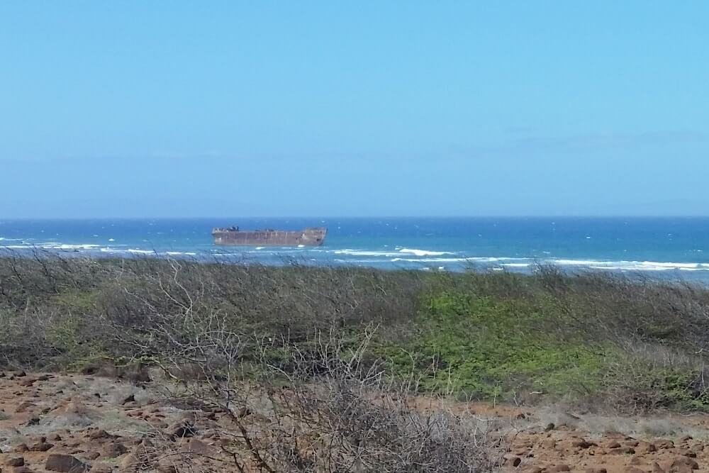 Poaiwa Trail to Lanai petroglyphs. Views of Shipwreck. Lanai Hawaii travel blog