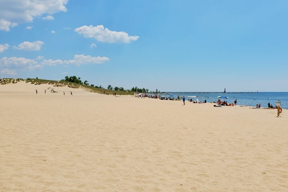 Lake Michigan sand dunes near Muskegon State Park Channel Beach - West Michigan travel blog