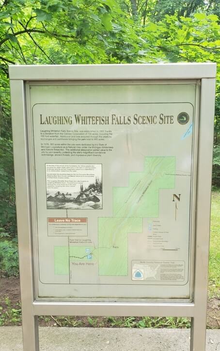 Facts and information about Laughing White Fish Falls scenic site, Michigan State Parks. Michigan travel blog