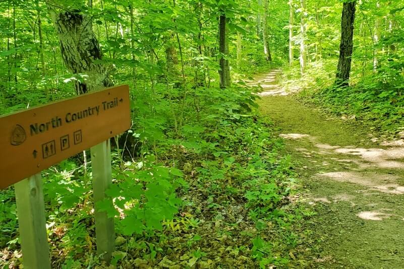 Backpacking the North Country Trail near Sable Falls Trail. Pictured Rocks, UP. Michigan travel blog