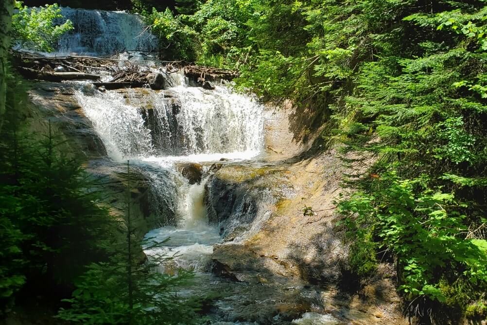 Sable Falls waterfalls in Pictured Rocks. Best waterfalls in Upper Peninsula. UP Michigan travel blog