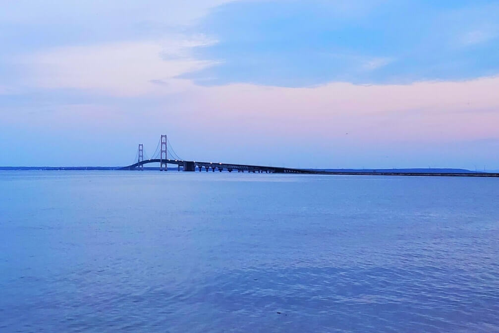 Best places to visit in the UP upper peninsula Michigan: mackinac bridge views. Michigan travel blog