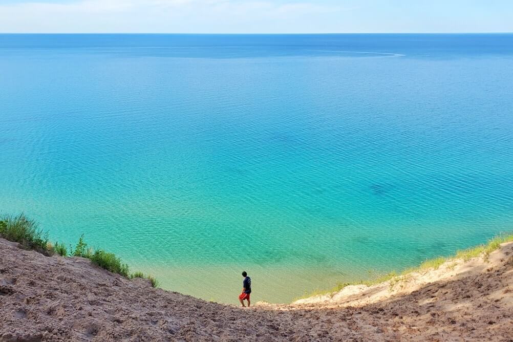 Best places to visit in the UP upper peninsula Michigan: Pictured Rocks National Lakeshore sand dunes, Grand Marais. Michigan travel blog