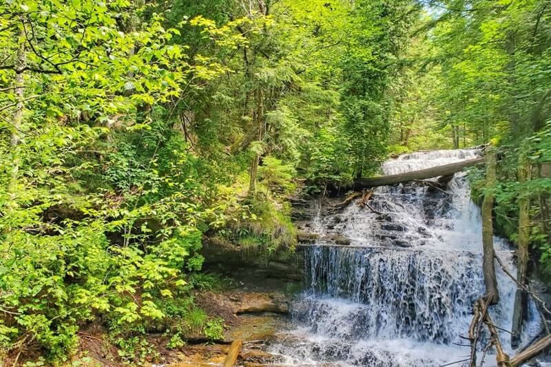 Wagner Falls scenic site, Michigan state park waterfalls. Best waterfalls in UP Upper Peninsula. Michigan travel blog