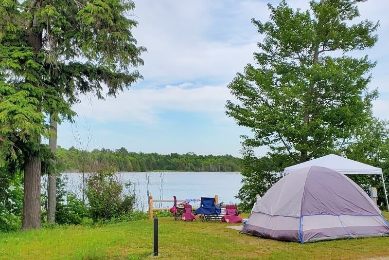 UP campgrounds in Michigan state parks: Lake Muskallonge State Park campground. Upper Peninsula Michigan state park camping. UP Michigan travel blog