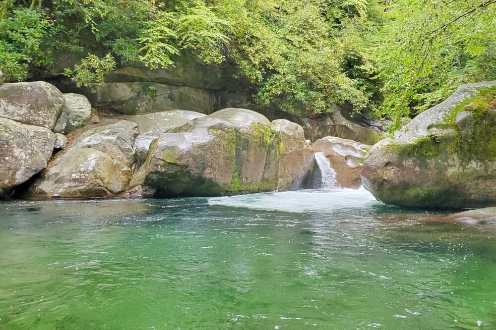 Best waterfall hikes in Great Smoky Mountains National Park: Midnight Hole Falls. Best waterfalls in the Smoky Mountains in North Carolina NC. Smokies travel blog
