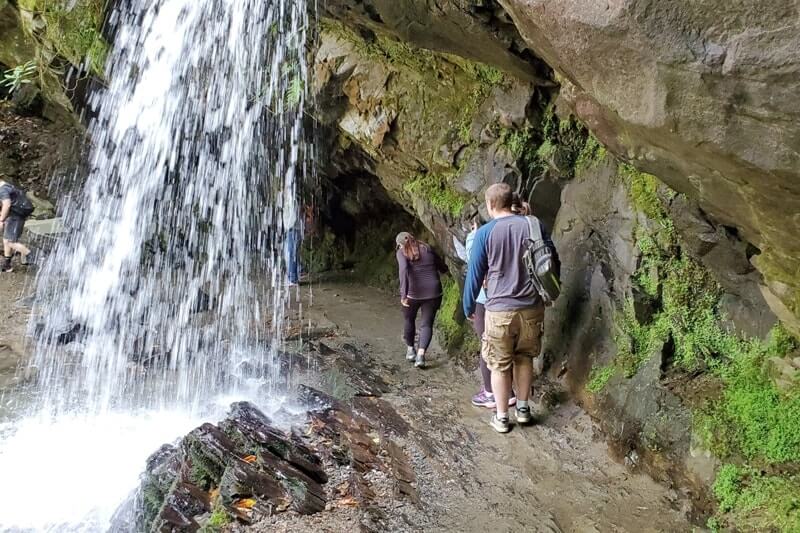 Waterfalls in Great Smoky Mountains National Park: Grotto Falls Trail. Best waterfall hikes in the Smoky Mountains in Tennessee TN. Smokies travel blog