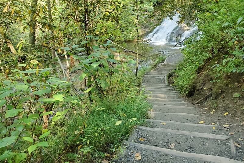 Waterfalls in Great Smoky Mountains National Park: Indian Creek Falls, Deep Creek tubing. Best waterfall hikes in the Smoky Mountains in North Carolina NC. Smokies travel blog