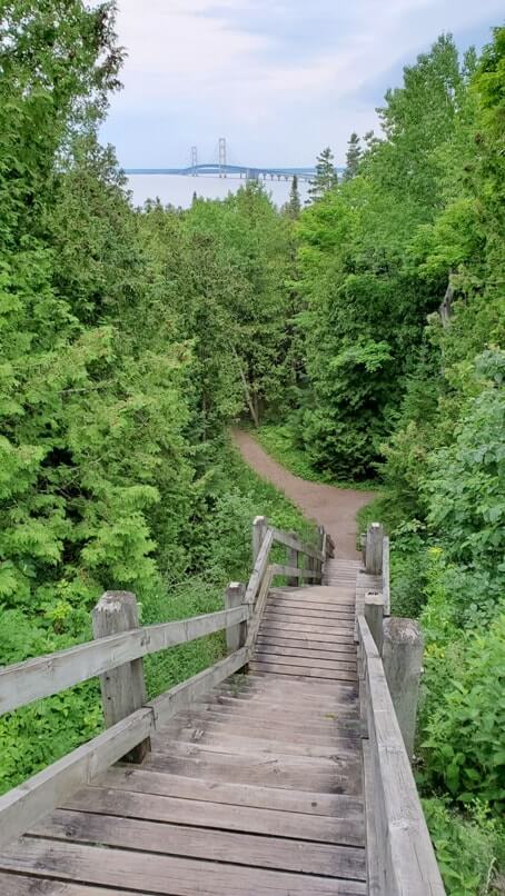 Things to do in Eastern Upper Peninsula: Straits state park to see Mackinac Bridge views. UP Michigan travel blog