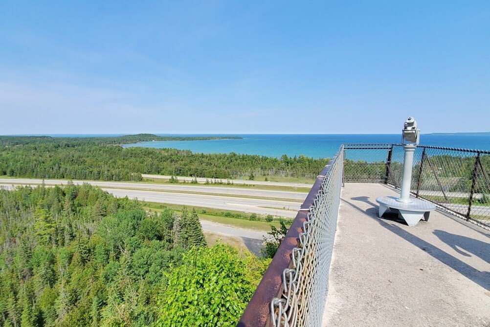 Hiking the Castle Rock trail to overlook, St Ignace, Michigan. up michigan travel blog