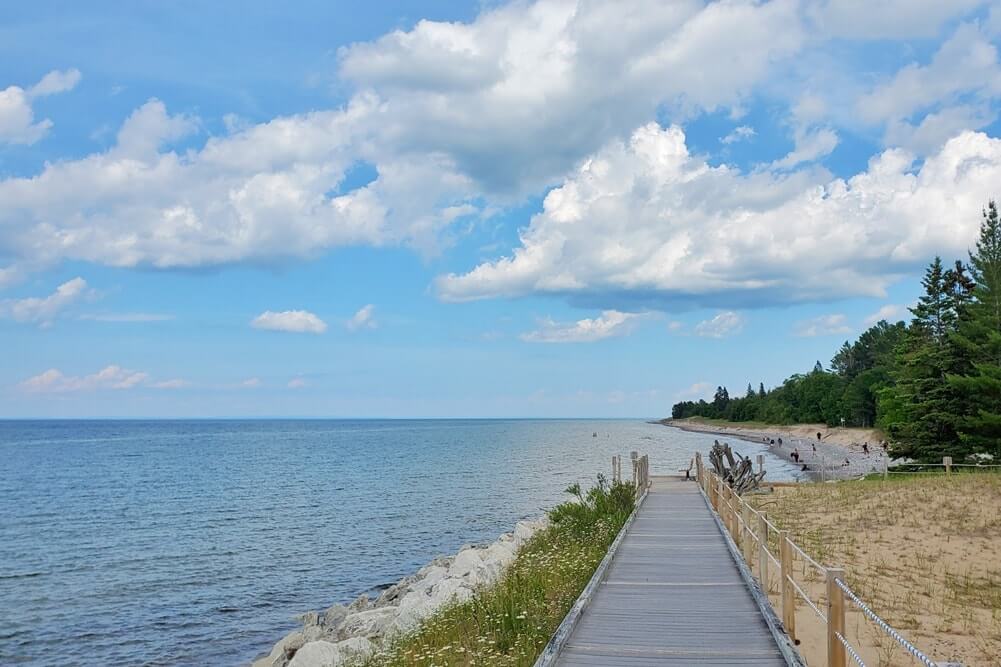 Crisp Point: Best Lake Superior beaches to visit in Upper Peninsula, near Crisp Point lighthouse. Best Michigan beaches. UP michigan travel blog