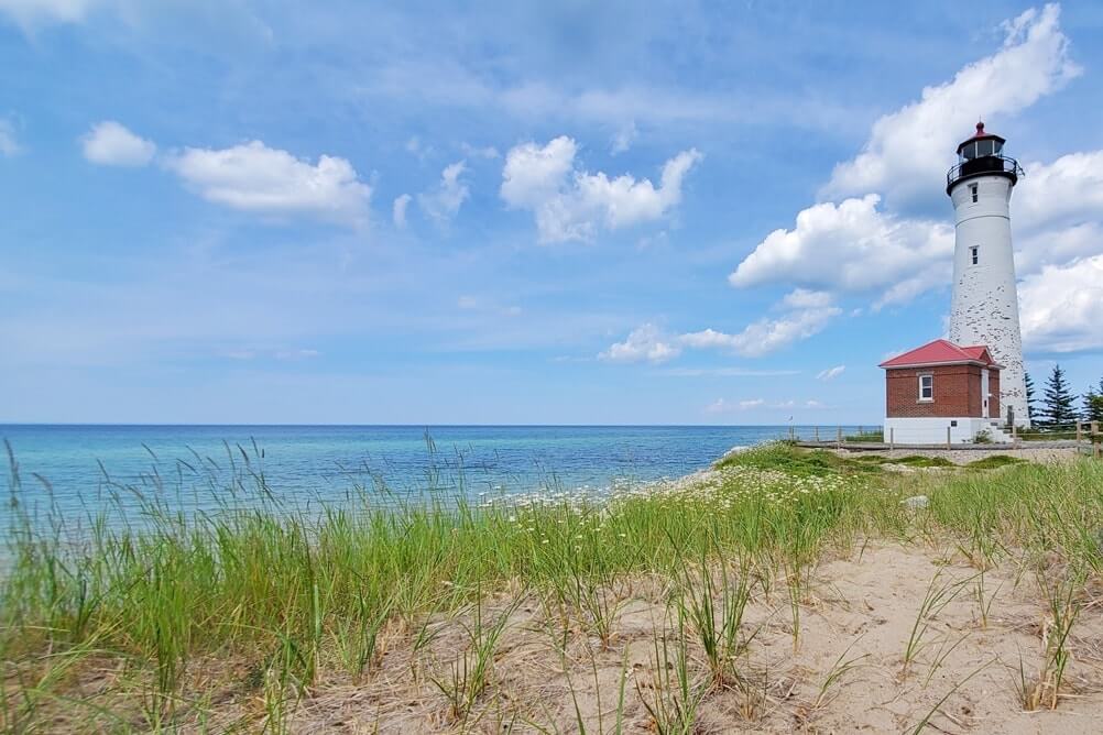 Crisp Point Lighthouse: Best Lake Superior lighthouses to visit in Upper Peninsula. Best Michigan lighthouses. UP michigan travel blog