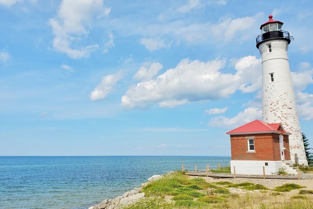 Crisp Point Lighthouse: Best Lake Superior lighthouses to visit in Upper Peninsula. Best Michigan lighthouses. UP michigan travel blog