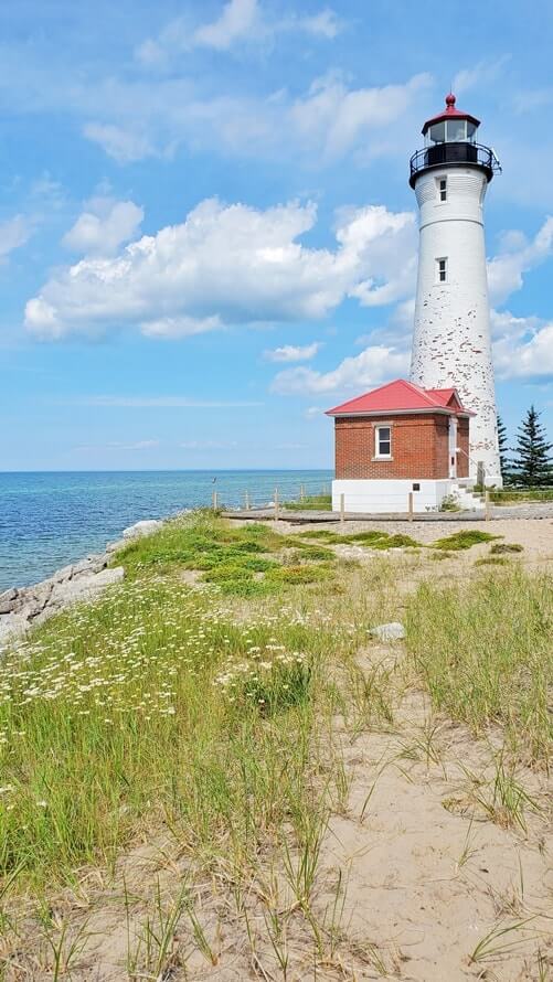 Crisp Point Lighthouse: Best Lake Superior lighthouses to visit in Upper Peninsula. Best Michigan lighthouses. UP michigan travel blog