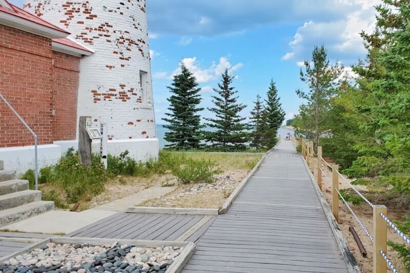 Trail to Crisp Point Lighthouse. Lake Superior lighthouse in Upper Peninsula. Michigan lighthouse. UP michigan travel blog