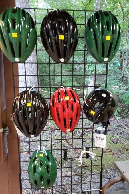Elkmont Campground Store: bike helmets. what camping supplies do they sell at elkmont campground? cost how much. smoky mountains camping travel blog