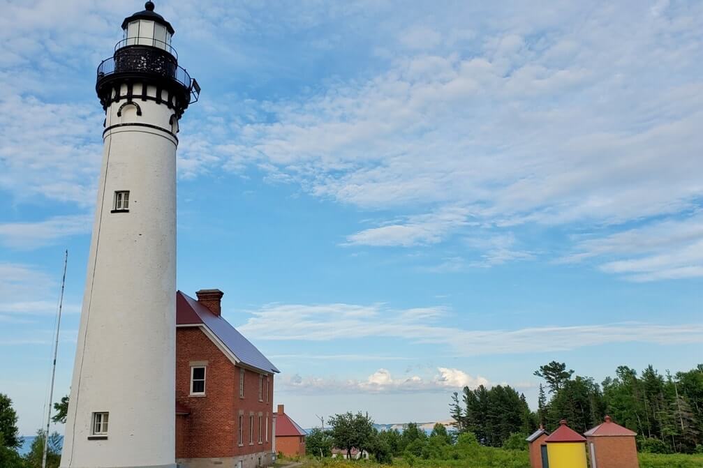 Things to do in Pictured Rocks National Lakeshore park: au sable lighthouse, lake superior. where to see lighthouse in Pictured Rocks, in Upper peninsula. UP Michigan travel blog