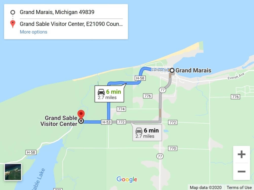 Pictured Rocks map. Grand Marais map. Things to do in Pictured Rocks near Grand Marais. UP Michigan travel blog