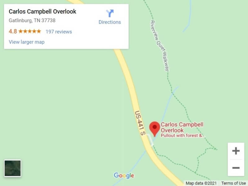 Map. Getting to carlos campbell overlook near quiet walkway. smoky mountains travel blog
