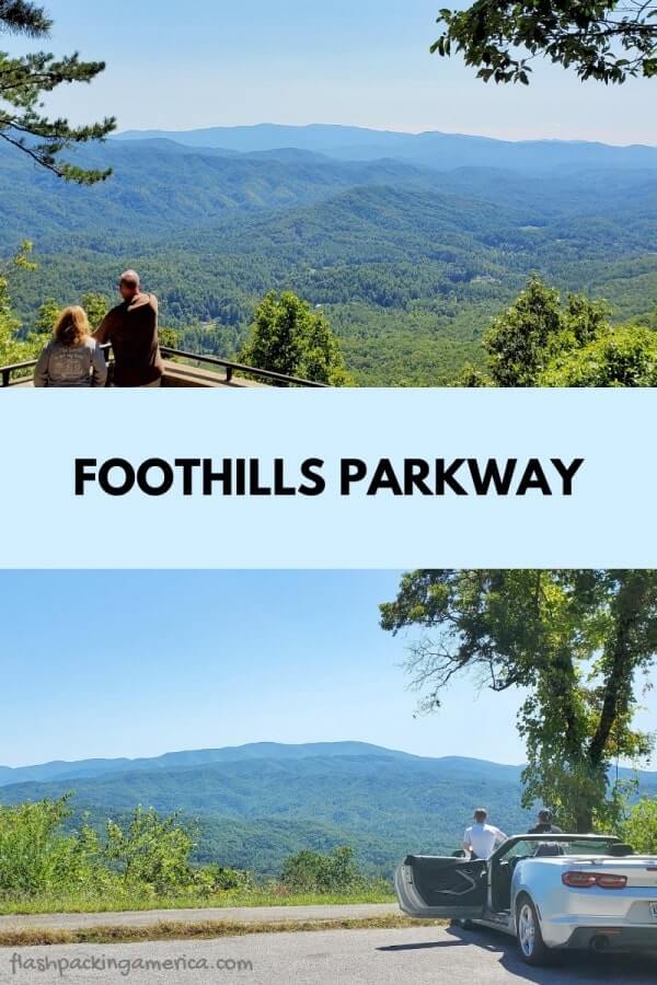 Foothills Parkway overlook and scenic views of smoky mountains. scenic drives near great smoky mountains national park. near townsend TN, tennessee scenic drives. smokies travel blog