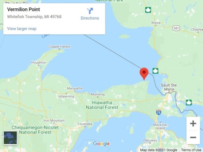 Lake Superior lighthouses map: Vermilion Point life saving station, great lakes shipwreck coast lighthouse history. Upper peninsula michigan lighthouses map. up michigan travel blog