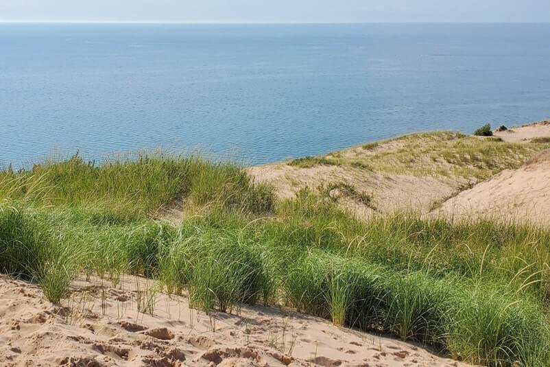 Pierce Stocking Scenic Drive sand dunes and dune grass. michigan travel blog