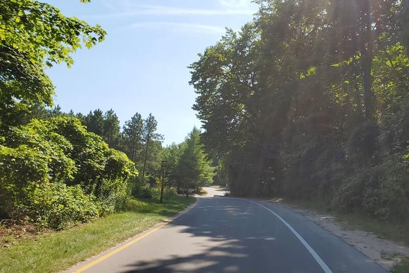 Pierce Stocking Scenic Drive tour, one way road. michigan travel blog