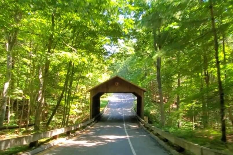 Best stops on Pierce Stocking Scenic Drive: covered bridge. stop #1. michigan travel blog