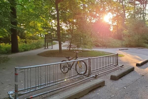 Biking to Lake Michigan overlook. Muskegon State Park camping, Lake Michigan campground, path to campers beach at Lake Michigan. michigan travel blog