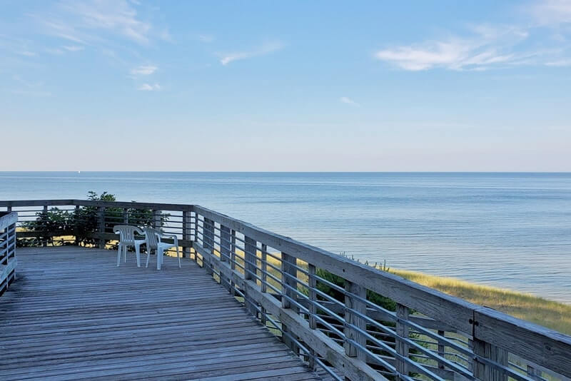 Stairs to beach. Lake Michigan overlook. Lake Michigan beach access. Muskegon State Park camping, Lake Michigan campground. michigan travel blog