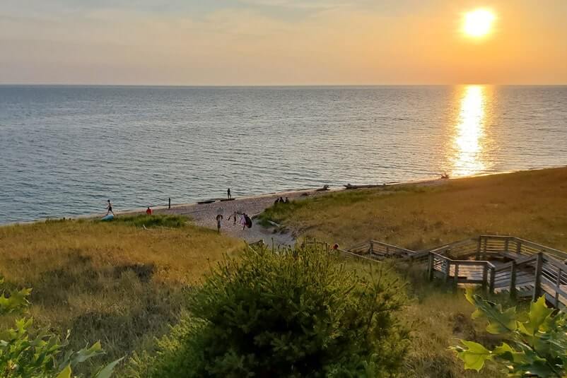 Muskegon State Park sunset near Lake Michigan campground. michigan travel blog