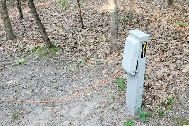electricity at campsites, Muskegon State Park camping, Lake Michigan campground. michigan travel blog