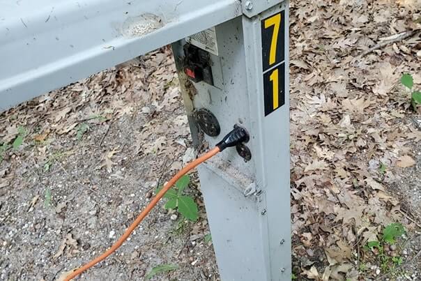 electricity at campsites, Muskegon State Park camping, Lake Michigan campground. michigan travel blog
