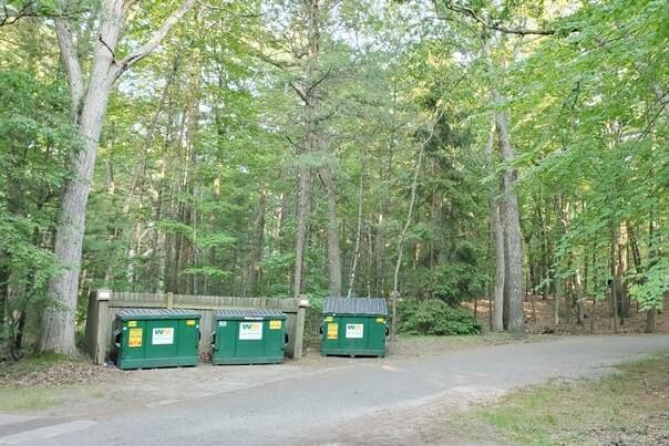 trash dumpsters for Muskegon State Park camping, Lake Michigan campground. michigan travel blog