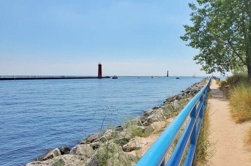 Lake Michigan campground near muskegon channel north. muskegon state park camping. michigan travel blog