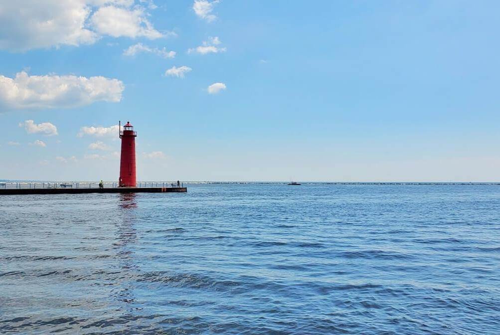 Lake Michigan campground near muskegon channel. see muskegon lighthouse. muskegon state park camping. michigan travel blog