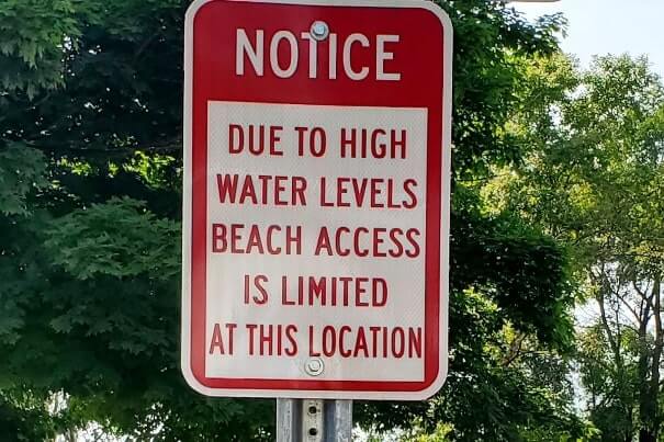 Packard Park beach access, Lake Michigan high water levels. south haven, michigan travel blog