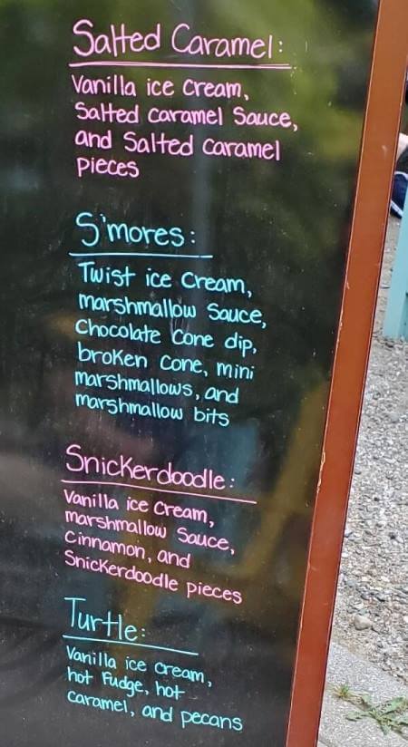 ruth ann's ice cream menu. ice cream flurry. flavors. Muskegon ice cream shop. michigan travel blog