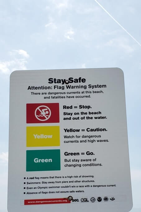 South Beach, south haven beach flags. Lake Michigan swimming safety. michigan travel blog
