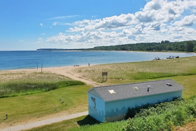 Bayfront Park bathroom, Grand Marais MI. up michigan travel blog