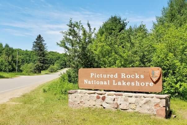 Drive from Grand Marais to Pictured Rocks National Lakeshore park: Things to do near Grand Marais MI. Pictured rocks gateway town. up michigan travel blog
