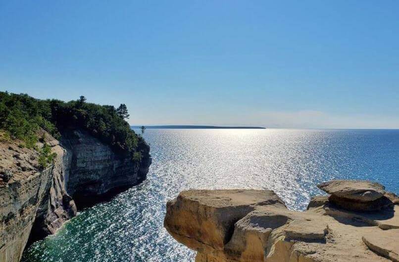 Pictured Rocks hiking to grand portal point. chapel loop trail. Lake Superior michigan hiking trails, Pictured Rocks National Lakeshore. upper peninsula michigan travel blog