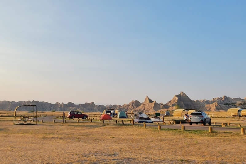best badlands national park camping with badlands views. cedar pass campground. south dakata travel blog