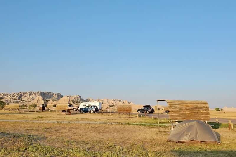 cedar pass campground. tent camping in badlands national park. south dakota travel blog