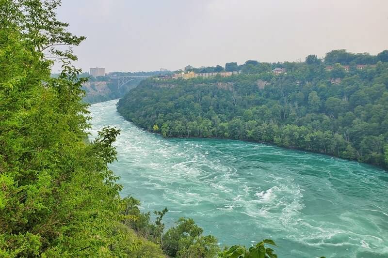 Whirpool rapids, Niagara Falls NY. Whirlpool scenic overlook. niagara river viewpoint in whirlpool state park. new york travel blog